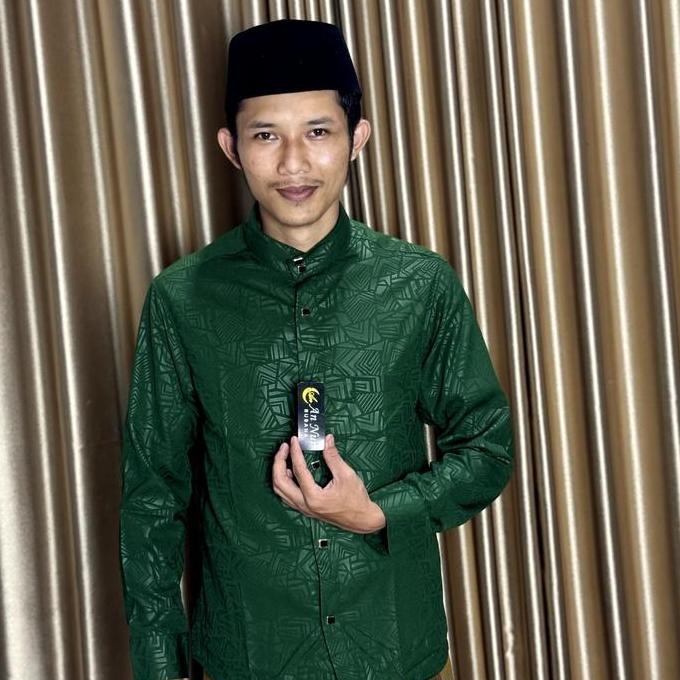 BAJU KOKO SULTAN EMBOS hijau KEMKO LENGAN PANJANG EMBOSS ANNUR BUSANA