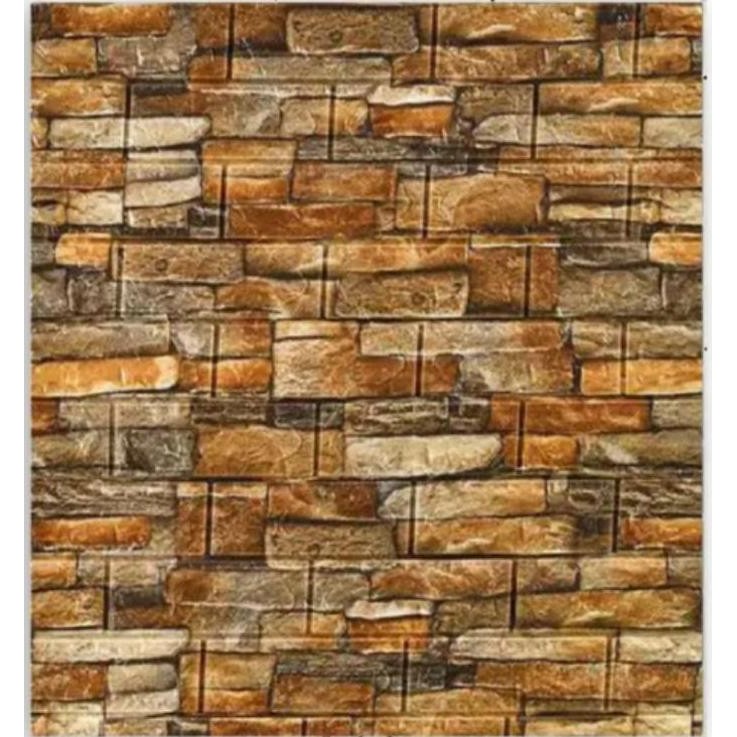 (Allthebest) Wallpaper Dinding 3D/Wallfoam Motif Batu Alam