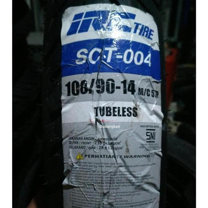 Irc Sct004 100 90 14 Tubeless Ban Luar Motor Matic Vario Besar Lexi Free Pentil Sct - 004 Sct-004
