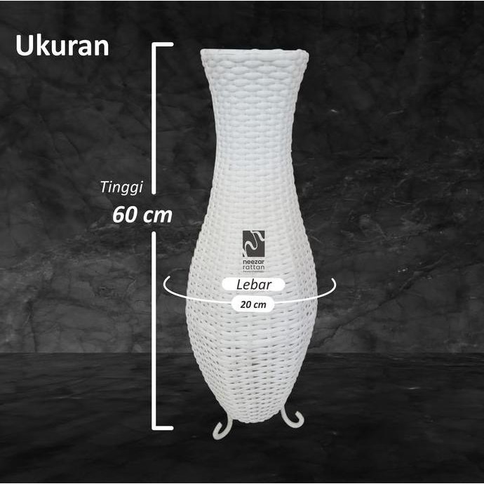 Vas Pot Guci Tempat Bunga Dari Rotan Sintetis Tinggi 60 Cm Murah