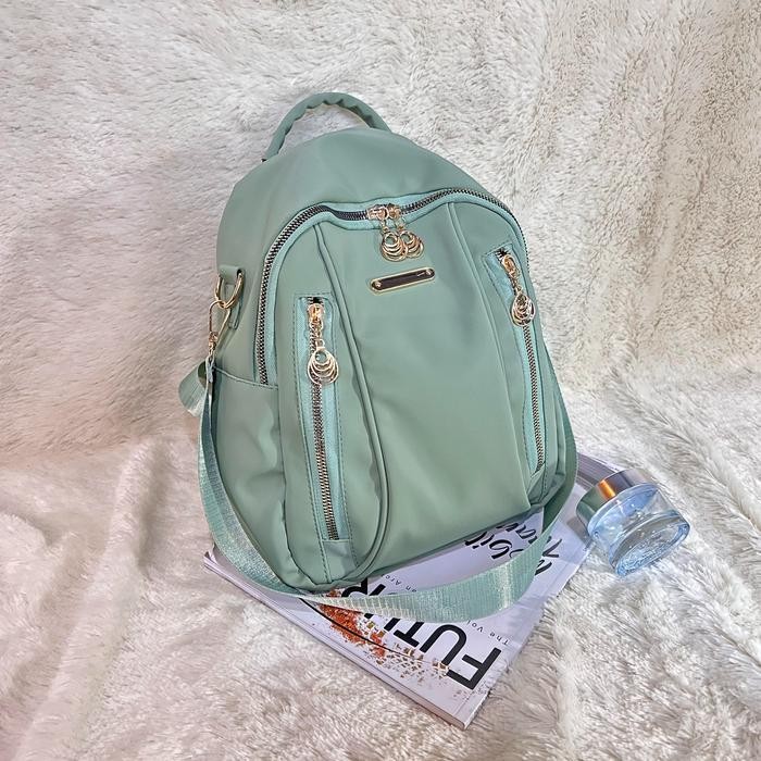 Ft Tas Ransel Fashion Wanita Terbaru Backpack Korea Multifungsi Hitam Cewek Sekolah Kulit - Hitam