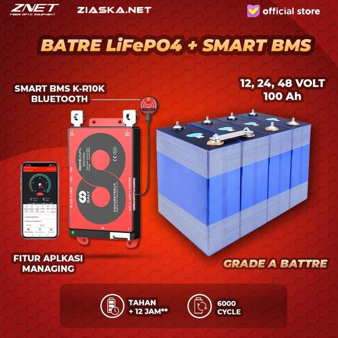 Battery Batre Lifepo4 100Ah 48V Dengan Daly Bms Smart 16S Bluetooth Batre Grade A 6000Cycle Lebih Ta