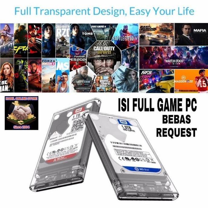 Hardisk Hdd Eksternal Transparan 320Gb 500Gb Full Game Pc/Laptop Co