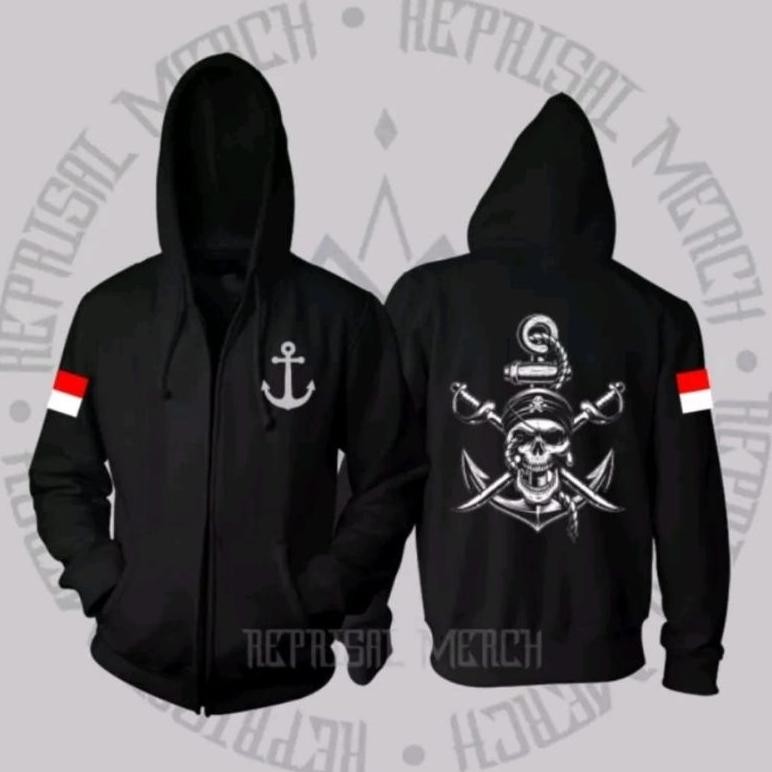 DE176 >> JAKET ZIPPER JANGKAR PELAUT HANTU LAUT TENGKORAK