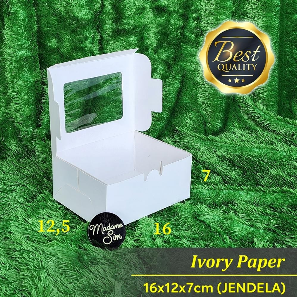 

BOX IVORY - SNACK BOX LAMINASI - DUS ROTI - KARDUS 16x12x7 - JENDELA (ISI : 10 PCS) aSt