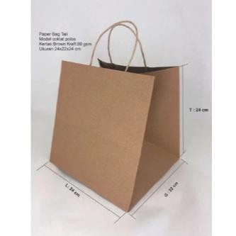 

(10 Pcs) Paperbag SOS Coklat Tali Kotak 24x22x24cm 125gsm aSt