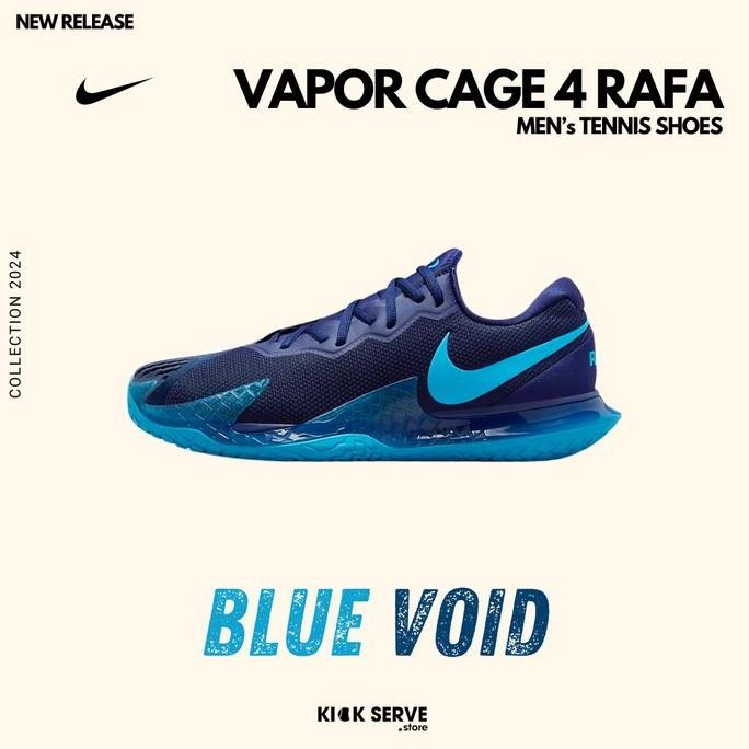 Terlaris Nike Vapor Cage 4 Rafa - Blue Void | Men Tennis Shoes | Sepatu Tenis Pria Best seller