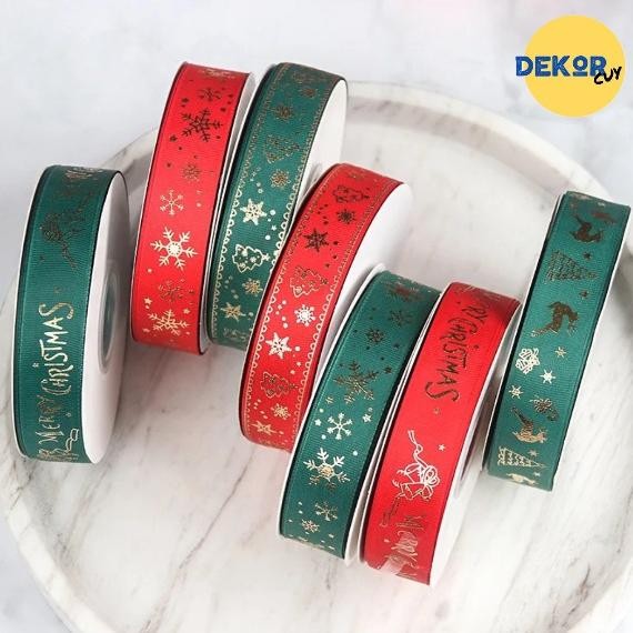 

[DIJUAL 1 ROLL] PITA GROSSGRAIN NATAL MERRY CHRISTMAS RIBBON LEBAR 2.5CM DAN 1CM PITA HAMPERS KADO HIASAN NATAL ORNAMEN PITA SATIN aSt