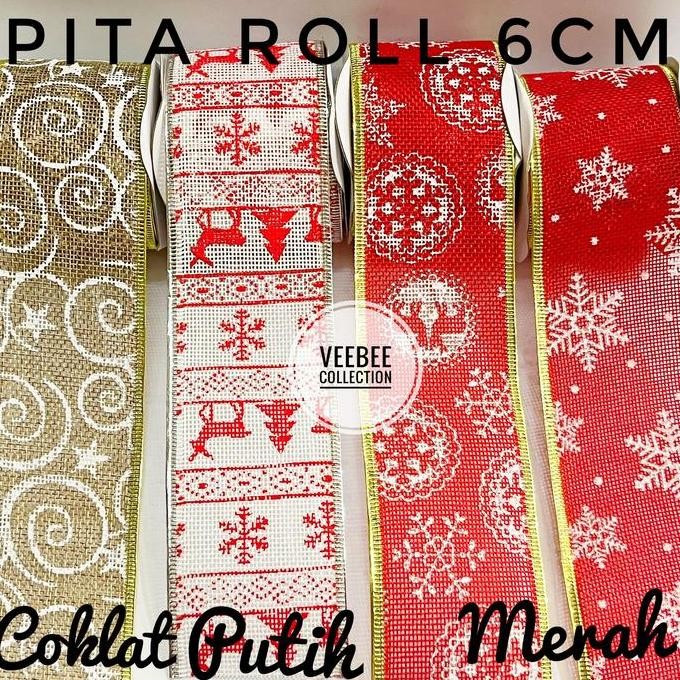 

Baru Pita Natal Motif Tile & Goni 6cm Ribbon Roll Christmas Eksklusif