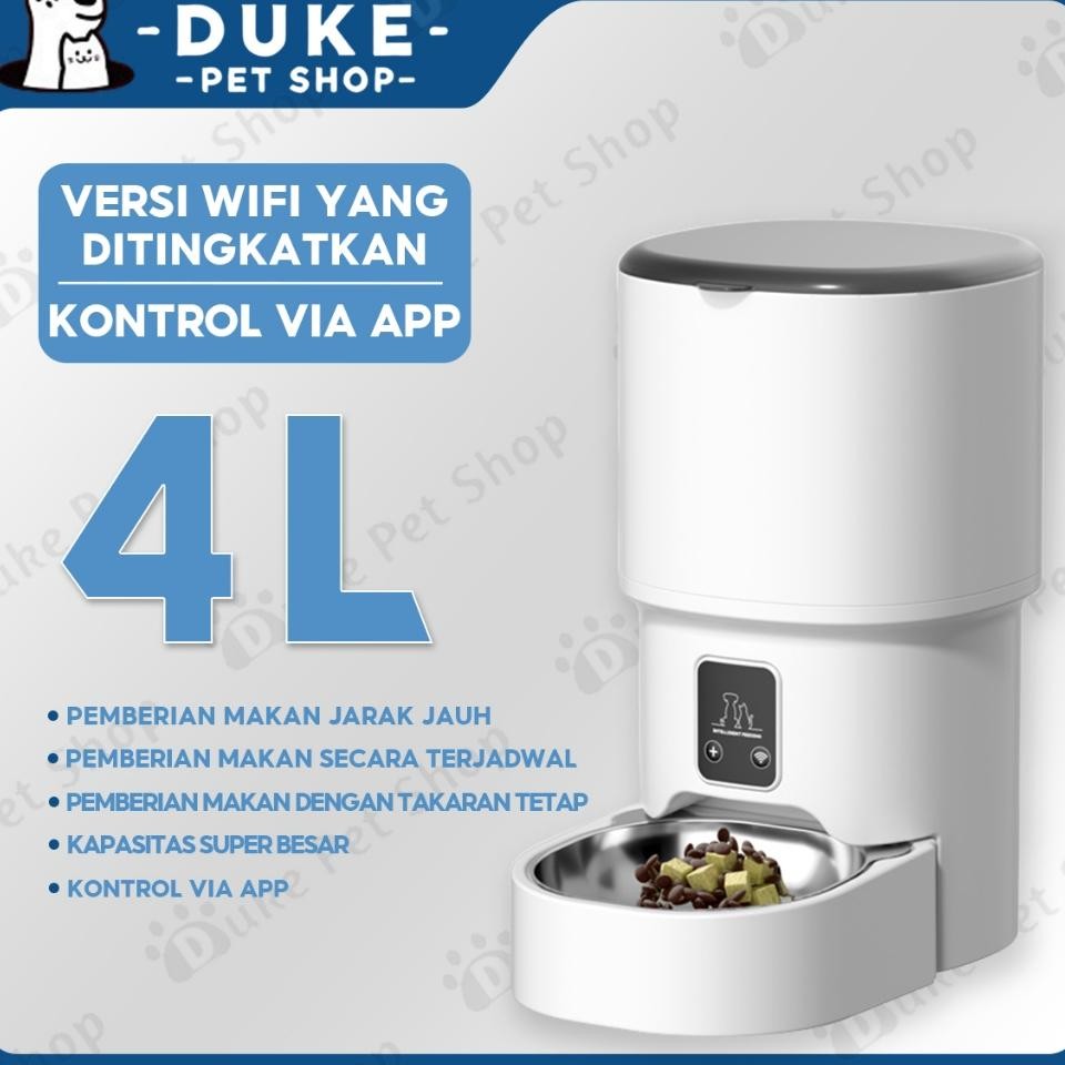 Tempat Makan Kucing Otomatis Timer 6L Pengaturan App Feeder Anjing Otomatis Dispenser Makanan Untuk 