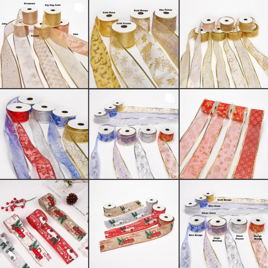 

Pita Pohon Natal Roll 4cm 5cm 6cm Motif Series Warna Red Gold Aksesoris Hiasan Dekorasi Ornament Pohon Natal aSt