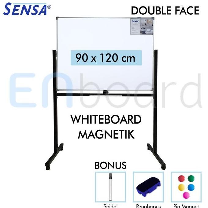 

Siap Kirim Whiteboard Standing Magnet Double Face Sensa 90x120cm - Papan Tulis 2 Sisi