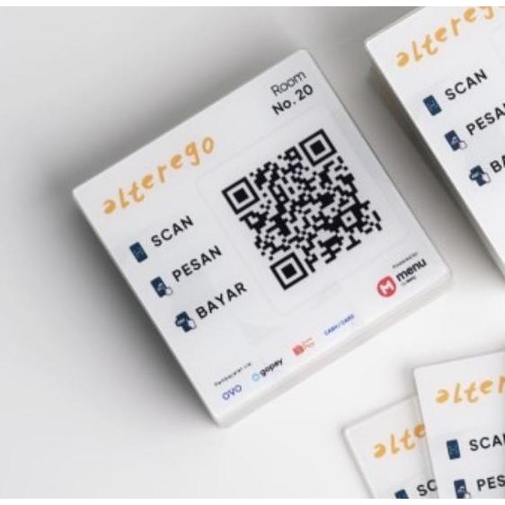 

NS Custom Nomor Meja Tempel Akrilik Print Label Tag Table Sign QR Scan