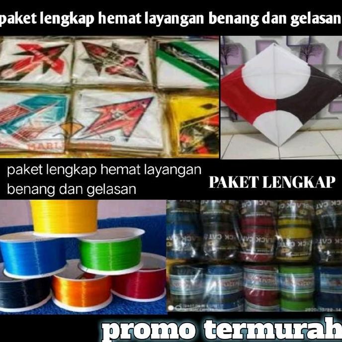 (Allthebest) paket hemat lengkap benang kenur layangan dan gelasan