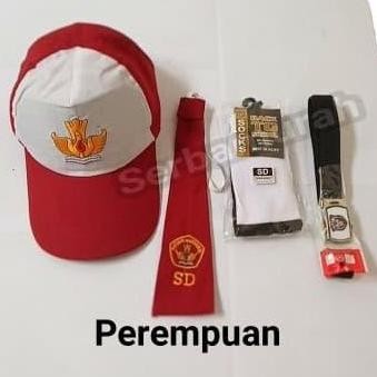 (Allthebest) topi set sekolah anak perempuan dasi sabuk kaos kaki topi