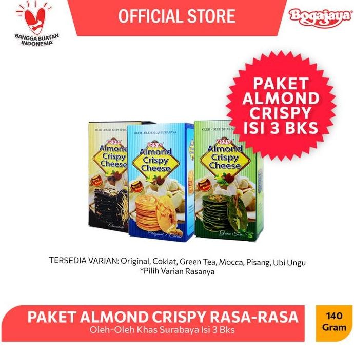 

Paket Almond Crispy Cheese 3 Varian - Original Green Tea Cokelat Stok Terbatas