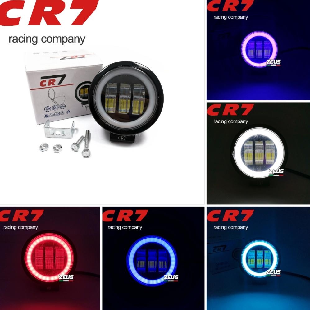 LAMPU TEMBAK DAYMAKER MINI 3LENSA BULAT PLUS RING DAYMAKER MINI UNIVERSAL MOTOR MOBIL