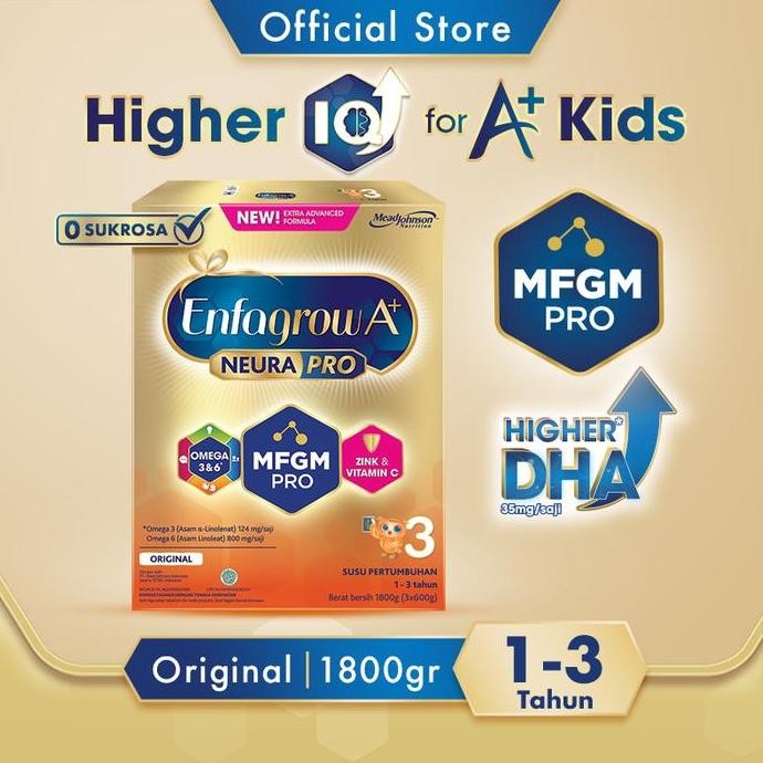 

Enfagrow A+ 3 Susu Formula Anak 1 - 3 Tahun Original Plain 1800 gr vs