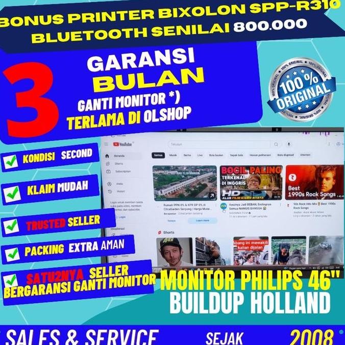 Monitor Philips 46" Anti Silau Buildup Holland Replacement 3 Bulan Bonus Bracket Dan Bonus Printer B