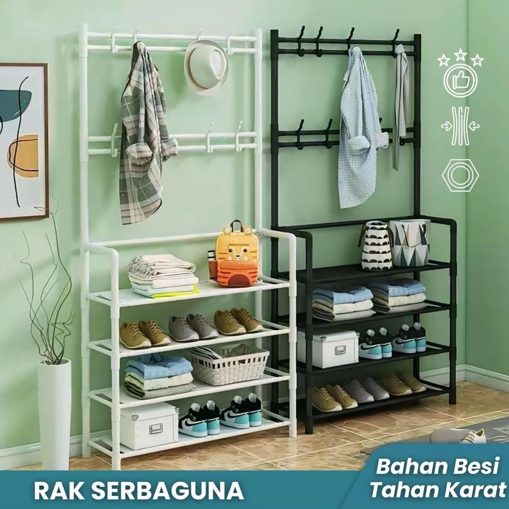 NEW Rak sepatu + hanger tas topi / stand hanger rak sepatu penyimpanan / rak sepatu + stand topi