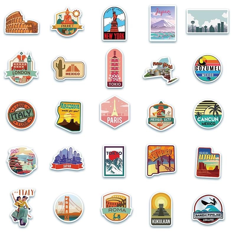 

Stiker Set Stiker Paket Hot City travel Stiker pemandangan kota yang terkenal Anti Air Stikers Berperekat Waterproof sticker decal buat Motor Helm Buku Journal Koper Casing HP Laptop Botol Minum LU-63