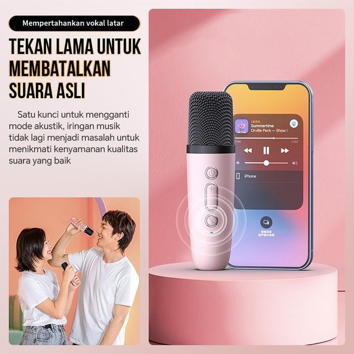 PV LED  Mini Portabel Bluetooth Speaker Speaker Bluetooth Karaoke Wireless Microphone Set  Dapat Ter