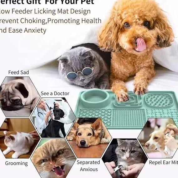 Pet Feeder Silikon Bentuk Square Bowl Slow Pet Feeder Untuk Anjing Kucing Tempat Makan Square Siliko