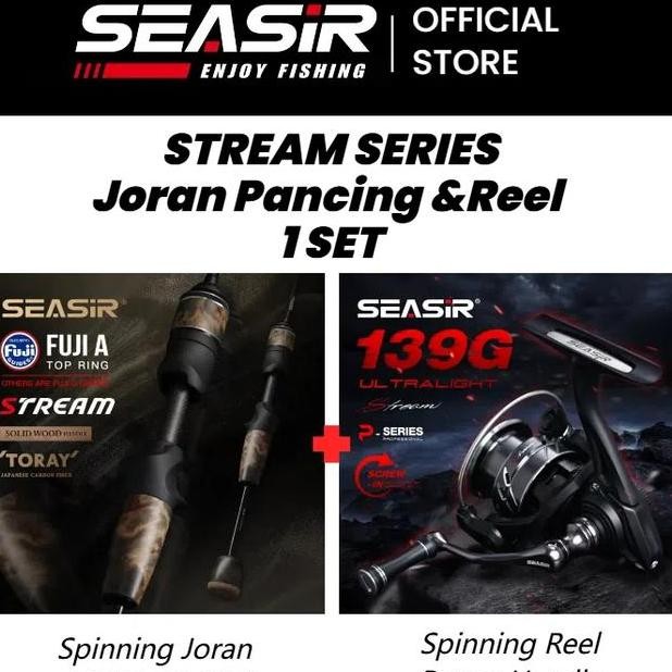 Seasir Stream Joran Pancing 1 Set Spinning Reel 800S1 Reel Pancing Fuji Ring Full Set