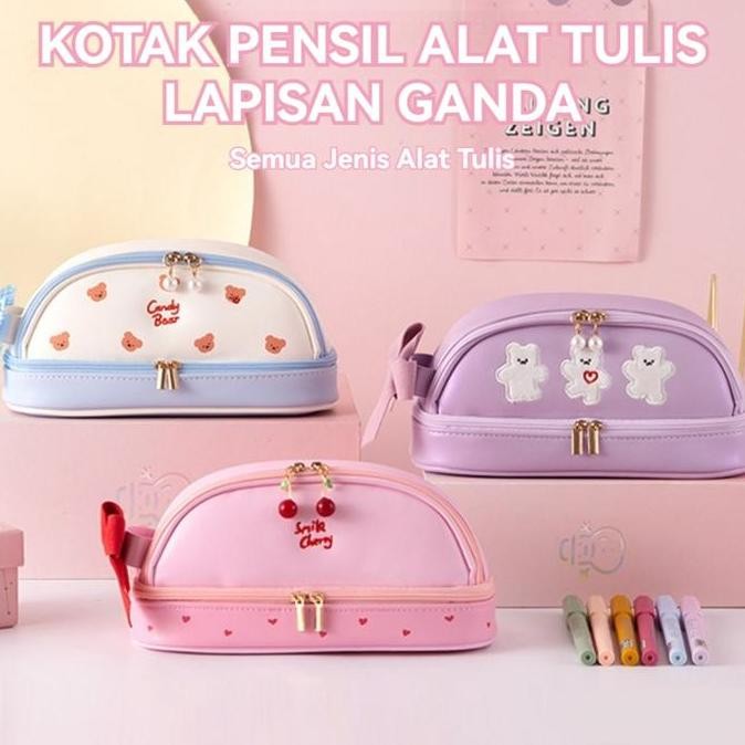 

TERSEDIA PENCIL CASE DOUBLE LAYER CUTE GIRLY LARGE CAPACITY TAS ALAT TULIS LUCU SEKOLAH