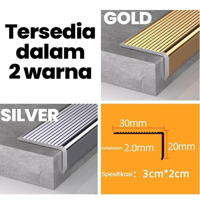 Lis Tangga Aluminium 2Mm / Step Nosing Aluminium / Lis Siku Tangga 2Mm Gold, Silver Co