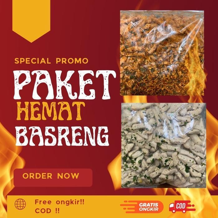 

FF 1Kg - BASRENG Campur (Pedas 500gr & Original 500gr) / makanan instan Spices cemilan basreng