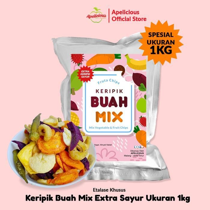

FF APELICIOUS KERIPIK BUAH MIX EXTRA KERIPIK SAYUR / KERIPIK BUAH MIX / KERIPIK SAYUR MIX 1KG - Food, Kripik, Camilan, Chips, Kering
