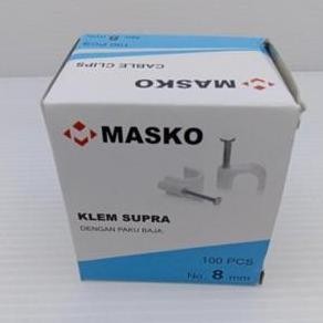 Masko Klem Supra Box 8Mm Klem Kabel Paku Beton Baja Kotak Isi 100 Pcs Original