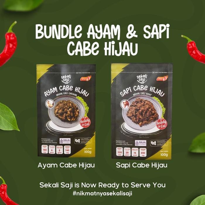

Rps Sekali Saji - Bundling Cabe Hijau Paket Isi 2 Lauk Instant 100Gr Makanan Siap Saji Lauk Pauk Mateng Halal