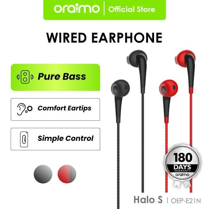 Tersedia Oraimo Wired Headset Earphone Universal 3.5mm Jack Kabel 1.2m OEP-E21N