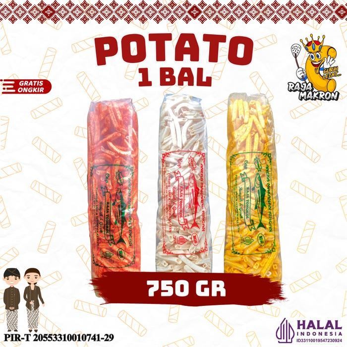 

FF 1 BAL POTATO CAMILAN 750gr RASA ORIGINAL, BALADO, JAGUNG BAKAR Cemilan Food Snack Kentang Pedas Makanan Kering Manis