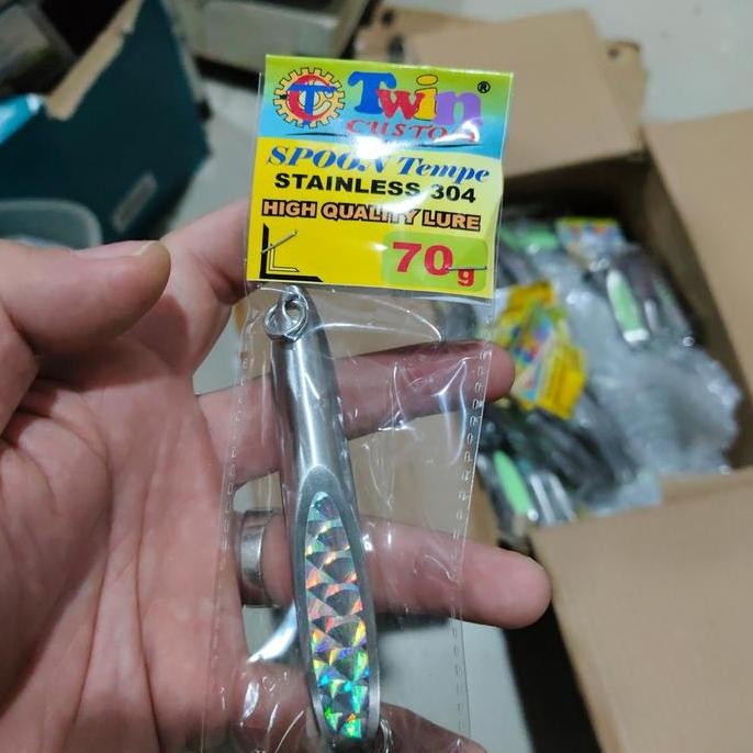 umpan spoon hologram silver stainless spoon tempe spoon pancing 304