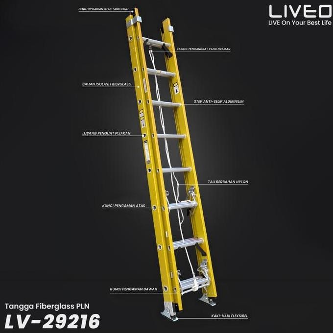Tangga Fiberglass 9,2 Meter Alumunium Extension Tangga Pln Liveo 9,2 M Co