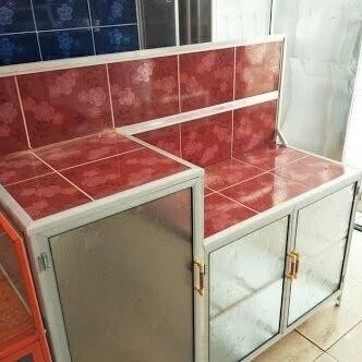(Terbaru) Rak Kompor Alumunium Undak 3 Pintu Bestseller