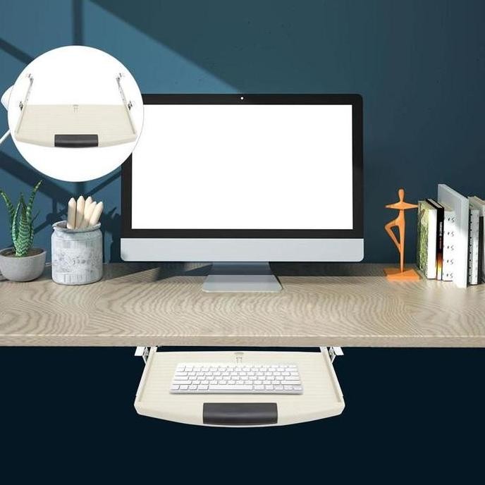Hot Sale Ready Stok 1 Set Laci Keyboard Komputer Dan Rel 51X25Cm Tempat Keyboard Bawah Meja Untuk Me