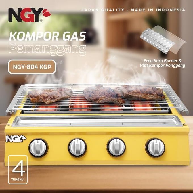 NGY GAS BBQ GRILLER QUAD / KOMPOR GAS PEMANGGANG SOSIS 4 TUNGKU | NGY-804KGP NAGOYA ORIGINAL DAN TER