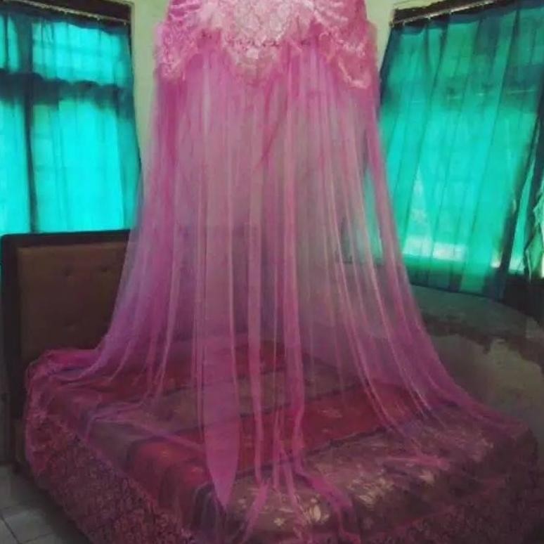 KELAMBU GANTUNG BULAT TERBARU ANTI NYAMUK//BAHAN TILE TEBAL KOMBINASI BURKAT PALING BAGUS//1pcs(1kg)