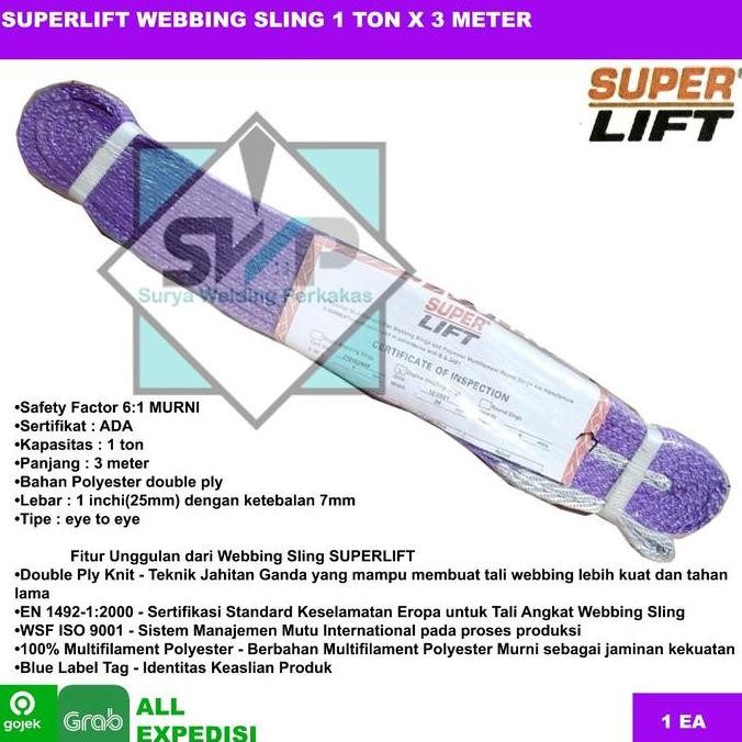 Superlift Polyester Webbing Sling 1Ton X 3Meter/Webing Tali Angkat Co