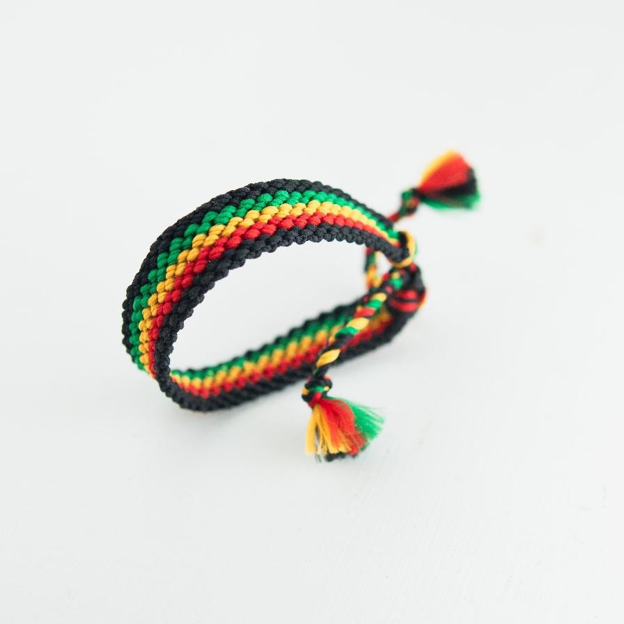 Gelang Tali Serut Reggae Handmade Pria Wanita Gelang Rajut Bob Marley Aksess Reggae