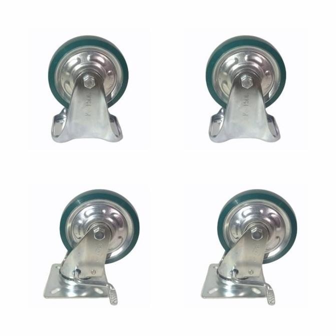 Roda Troli 8 Inch Pu Merk Hito 1 Set (2 Mati 2 Rem Hidup) Co