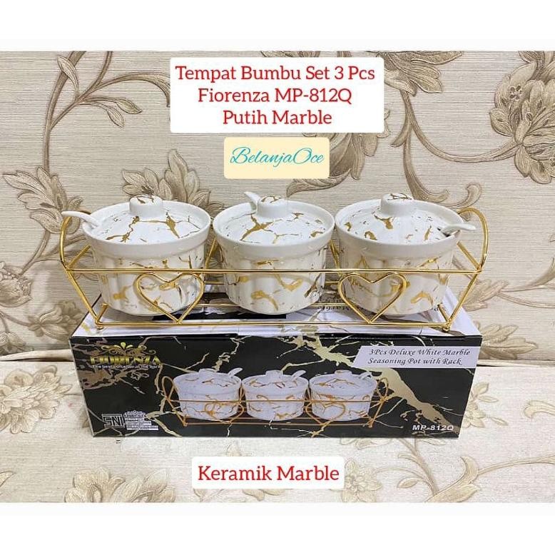 Tempat Bumbu Keramik Marble Fiorenza Set 3 Pcs (ORIGINAL)