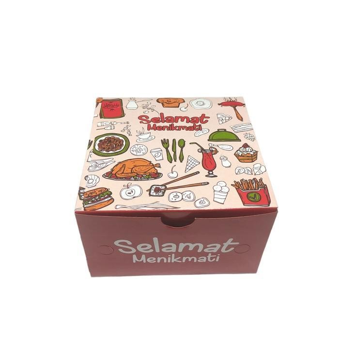 IX 50pc Box Kardus Snack Kue 12x12 12x14 12x16 16x16 14x10 / Dus Kotak Roti Kue Snack Motif Print 12