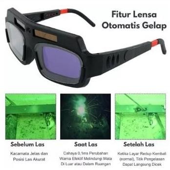 Kacamata Las Otomatis Kacamata Welding Glasses Auto Darkness Kacamata Tukang Las Anti Silau Solar / 