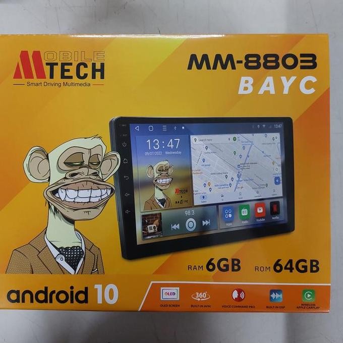 Headunit Android Mtech MM 8803 BAYC 6/64 layar dgn Kamera 360 Panorama