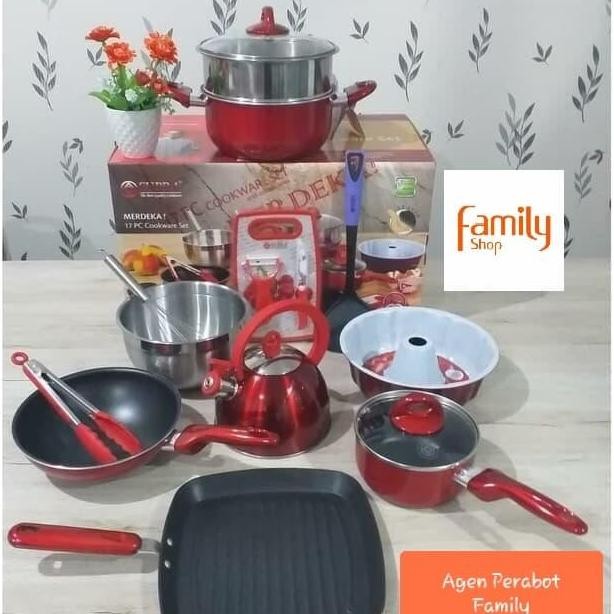 Supra Panci Set 17 Pcs Merdeka Cooare Set Quality Stainless.